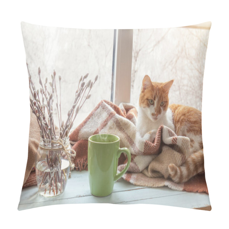 Personality  Cup Of Coffee On The Window Sill Pillow Covers