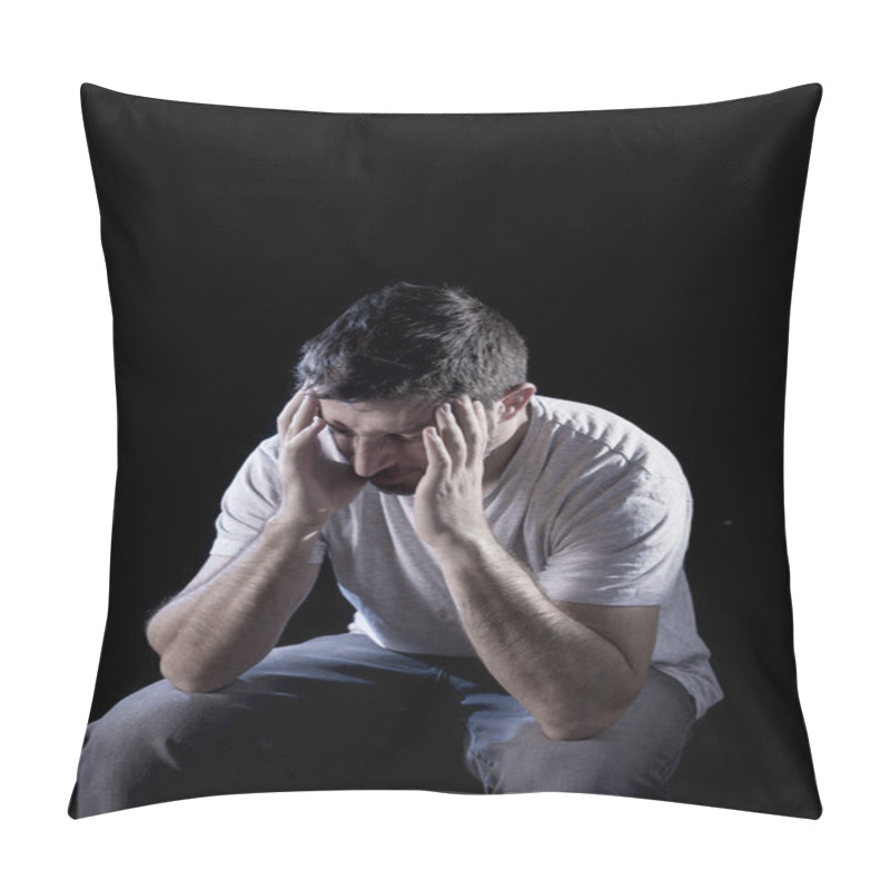 Personality  Desperate Man Suffering Emotional Pain, Grief And Deep Depression Pillow Covers