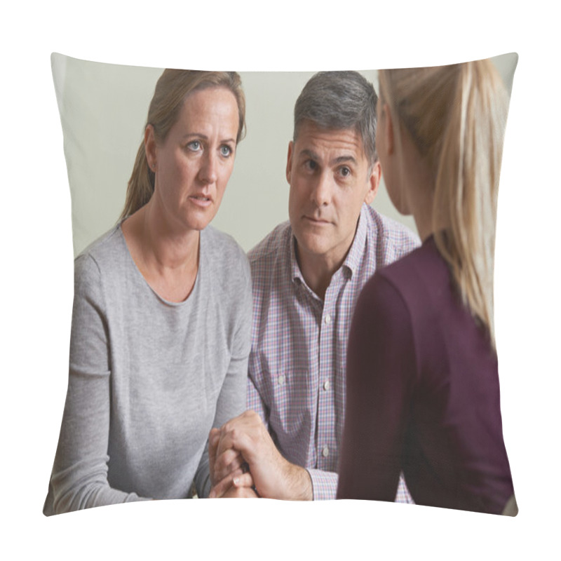 Personality  Mature Couple Talking With Counsellor Pillow Covers