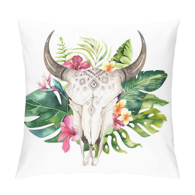 Personality   Cow Skull And Tropic Palm Leaves Pillow Covers