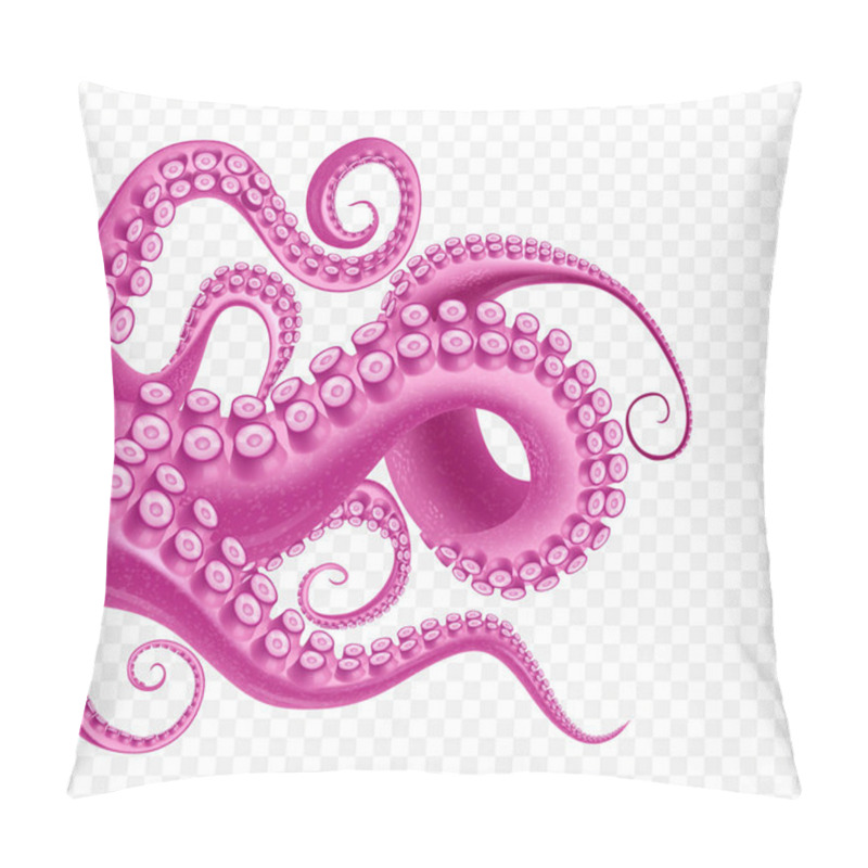 Personality  Abstract Transparent Background With Fragment Of Giant Sea Monster So As Octopus Or Kraken Realistic Vector Illustration Pillow Covers