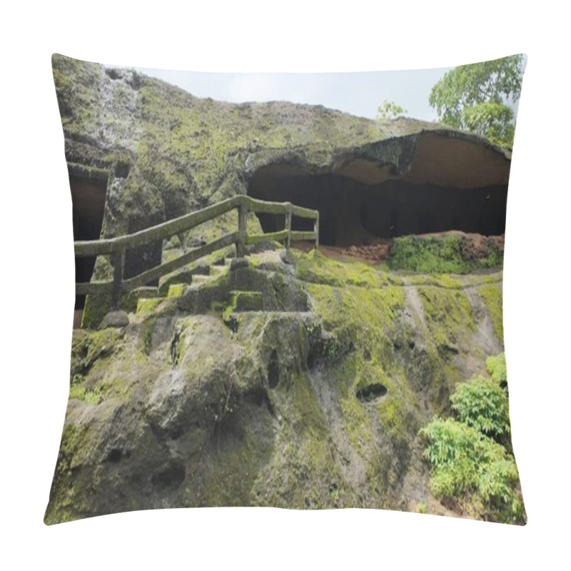 Personality  Exploring The Ancient Rock-Cut Caves Of Kanheri In Monsoon, Mumbai, Maharashtra, India Pillow Covers