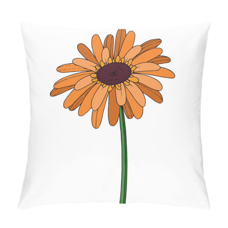 Personality  Vector Gerbera Floral Botanical Flower. Black And White Engraved Pillow Covers