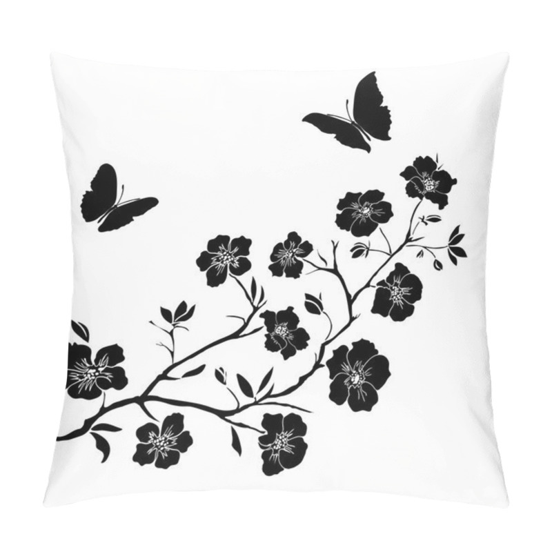 Personality  Twig Cherry Blossoms And Butterflies Pillow Covers