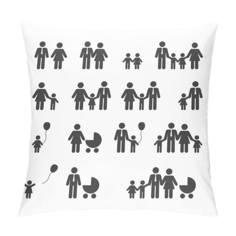 Personality  People Family Pictogram. Set Web Icon Pillow Covers