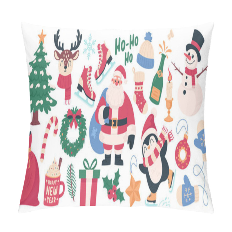 Personality  Christmas Set. Christmas Elements Are Hand-drawn On A White Background Pillow Covers