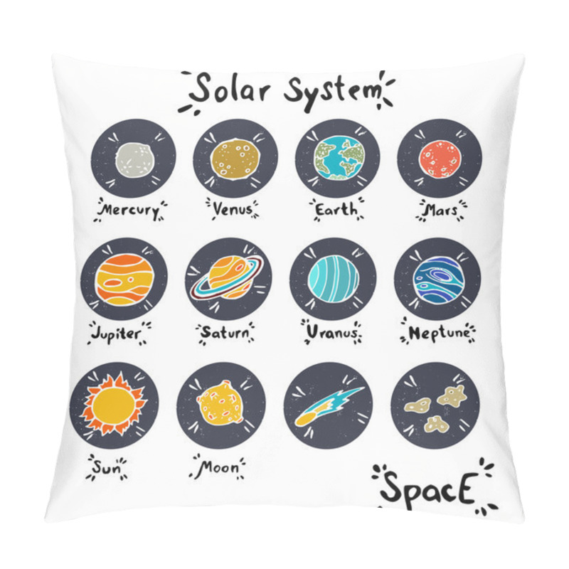 Personality  Set Of Hand Drawn Doodle Planets Pillow Covers