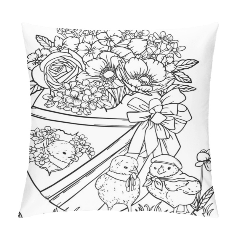 Personality  WebA Chicken And Flowers In An Easter Egg, Next To Two More Chickens.The Concept Of A Coloring Book For Children And Adults.Vector Illustration On A White Background Pillow Covers