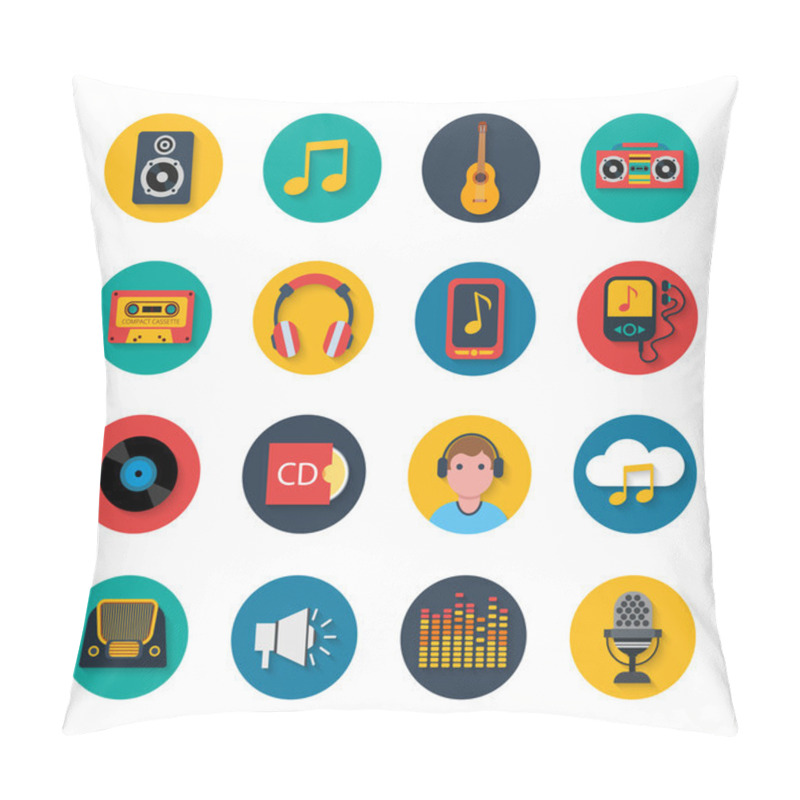 Personality  Music Icons Set Mobile Round Solid Pillow Covers