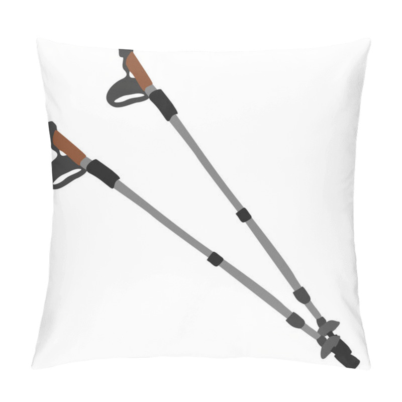 Personality  Nordic Walking Sticks. Vector Isolated Illustration. Pillow Covers