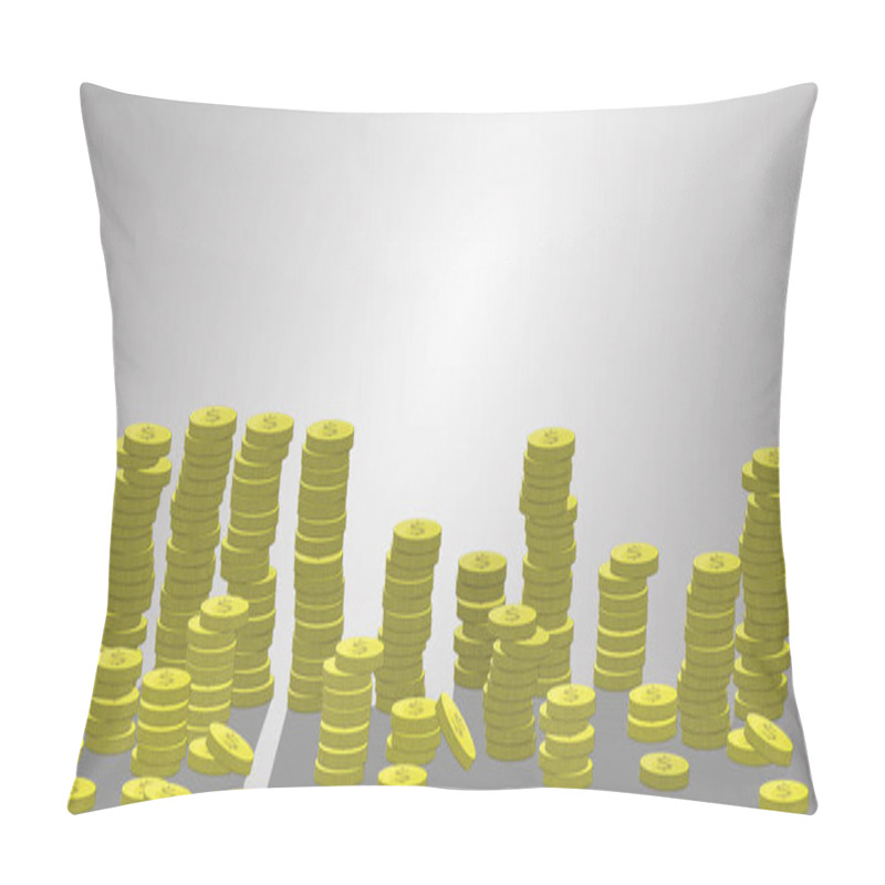 Personality  Stacks Of Coins A Lot Number. Illustration. Pillow Covers