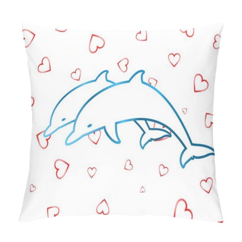 Personality  Two Leaping Dolphins On Heart Background Pillow Covers