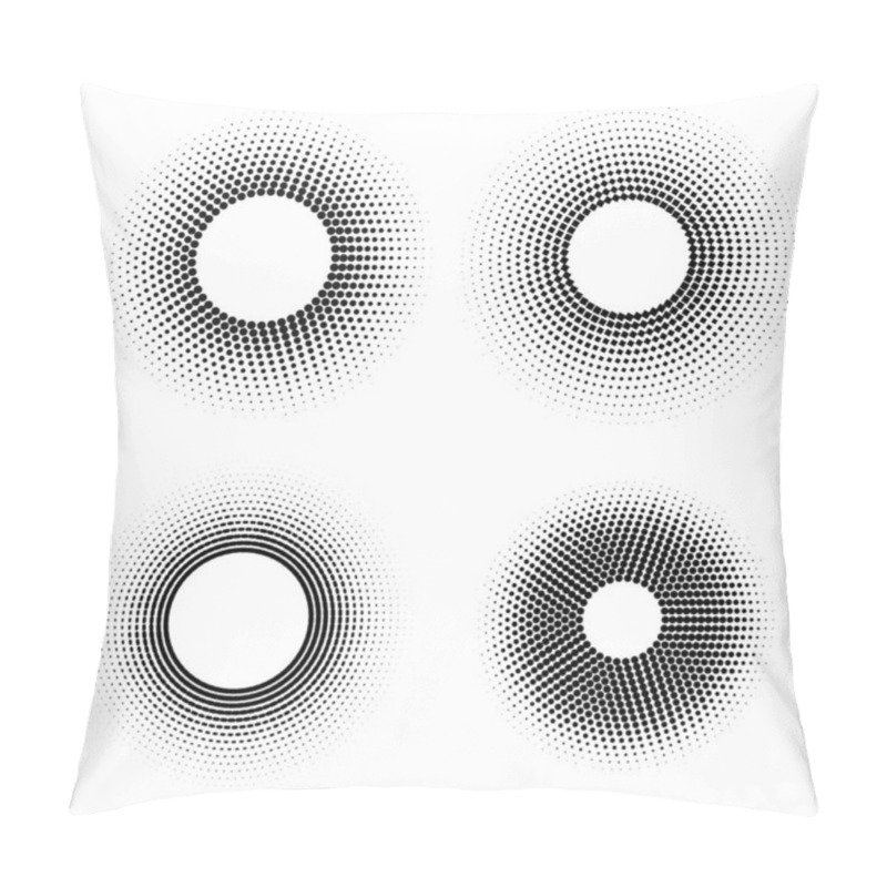 Personality  Set Of Halftone Backgrounds. Dotted Abstract Forms. Black Dots Vector Illustration. Blank Design Elements Collection. Pillow Covers