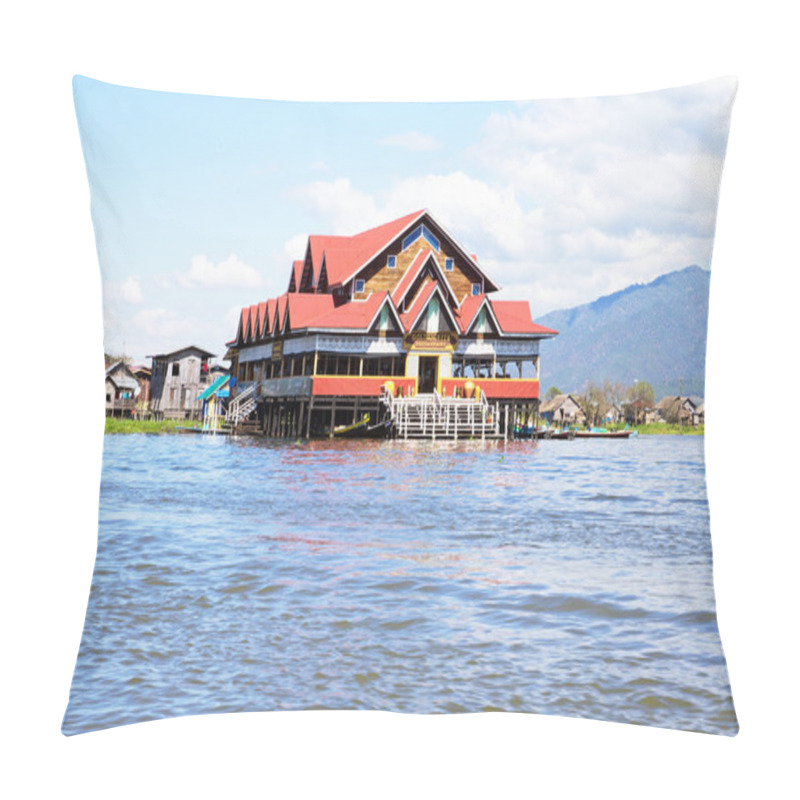 Personality  Traditional Floating Village Houses In Shan At Inle Lake, Myanma Pillow Covers