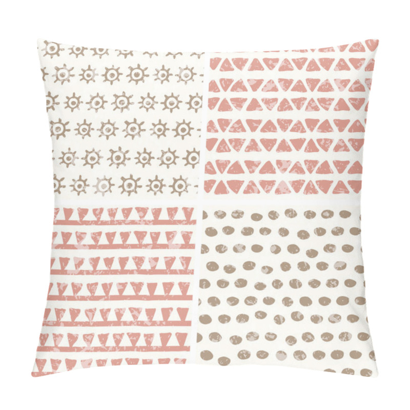 Personality  Hand Drawn Geometric Seamless Patterns In Primitive Style Pillow Covers