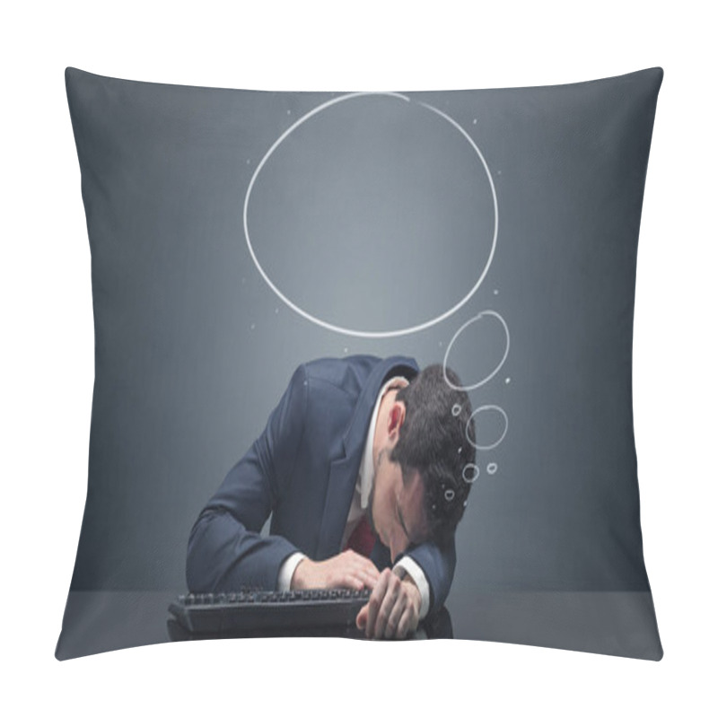 Personality  Businessman Sleeping And Dreaming At His Workplace Pillow Covers