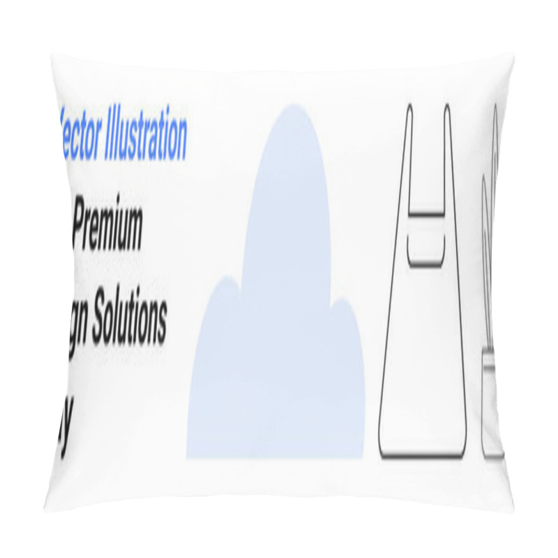 Personality  Blue Abstract Cloud, Line-art Tote Bag, And Potted Plant Create A Simple, Modern Composition. Ideal For Branding, Eco-friendly Concepts, Minimalism, Digital Media, Lifestyle Retail Flat Landing Pillow Covers