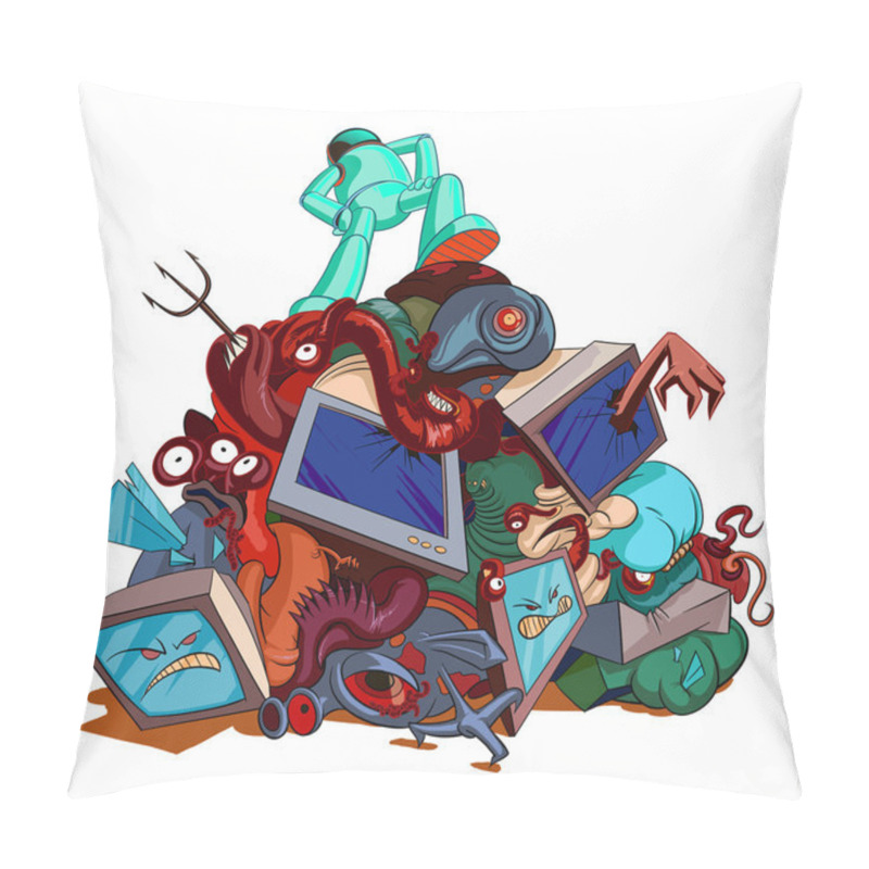 Personality  Monsters And Aliens Defeated By The Hero. Comics Picture. Pillow Covers