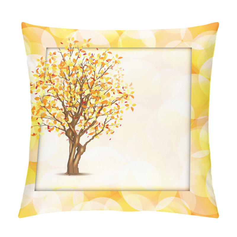 Personality  Autumn Tree In Yellow Frame Pillow Covers