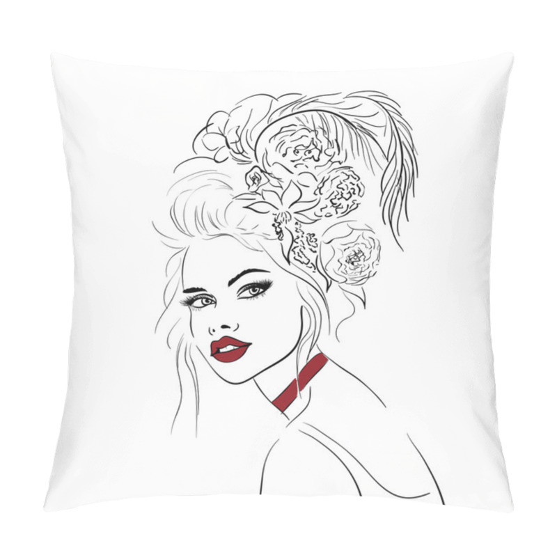 Personality  Red Lips Fashion Portrait Pillow Covers