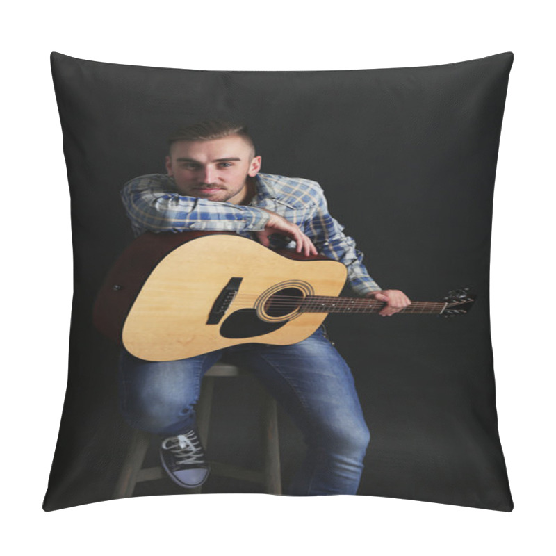 Personality  Young Man With Guitar Pillow Covers