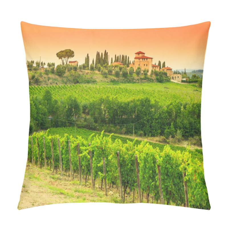 Personality  Chianti Vineyard Landscape With Stone House,Tuscany,Italy,Europe Pillow Covers