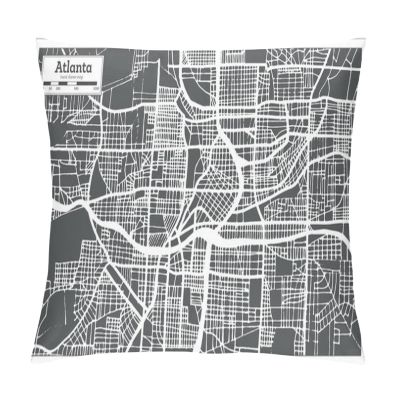 Personality  Atlanta Georgia USA City Map In Retro Style. Outline Map. Pillow Covers