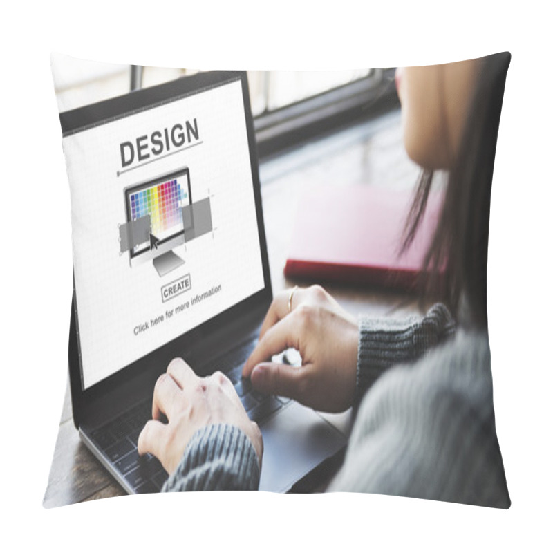 Personality  Woman Typing On Laptop With Design Pillow Covers