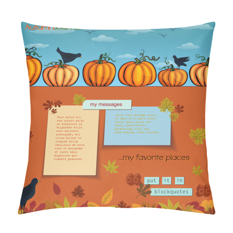 Personality  Pumpkins And Crows Autumn Background Pillow Covers