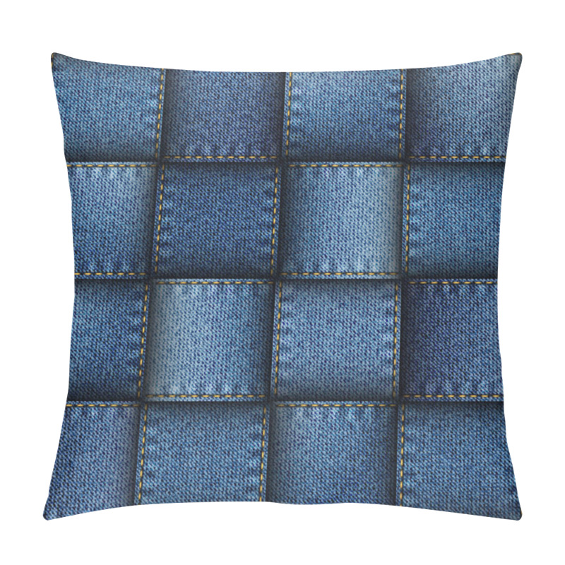 Personality  Jeans Patchwork Background. Pillow Covers