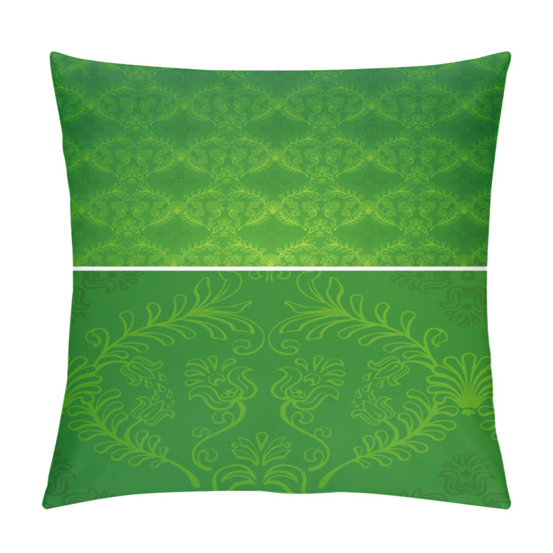 Personality  Damask Seamless Green And Gold Pattern For Design Background, Royal Design Element. Vector Pattern Illustration Pillow Covers