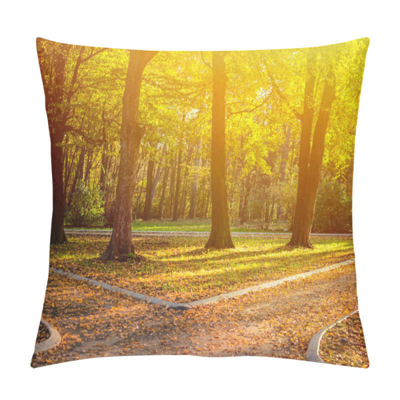 Personality  Autumn Forest With Two Paths Pillow Covers