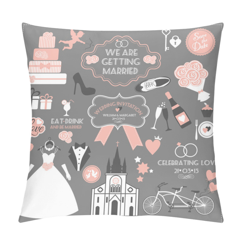 Personality  Wedding Icons Set Pillow Covers