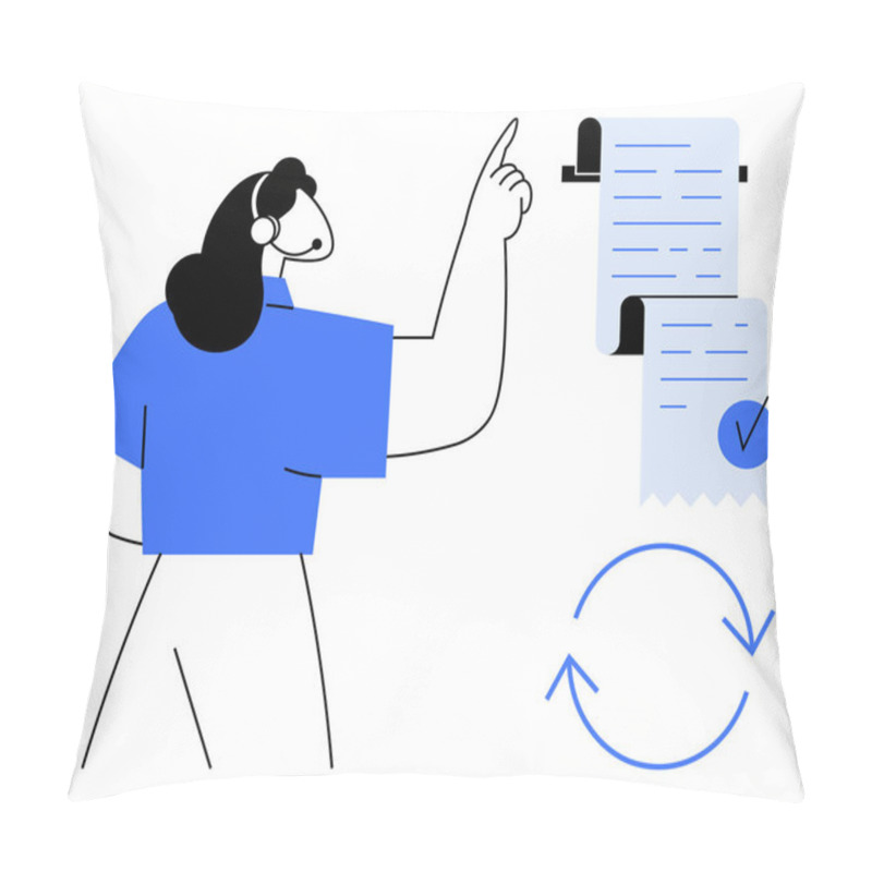 Personality  Person Pointing To A Long Checklist, Signaling Task Completion And Organization. Ideal For Project Management Productivity Checking Tasks Business Administration And Workflow Optimization. Simple Pillow Covers