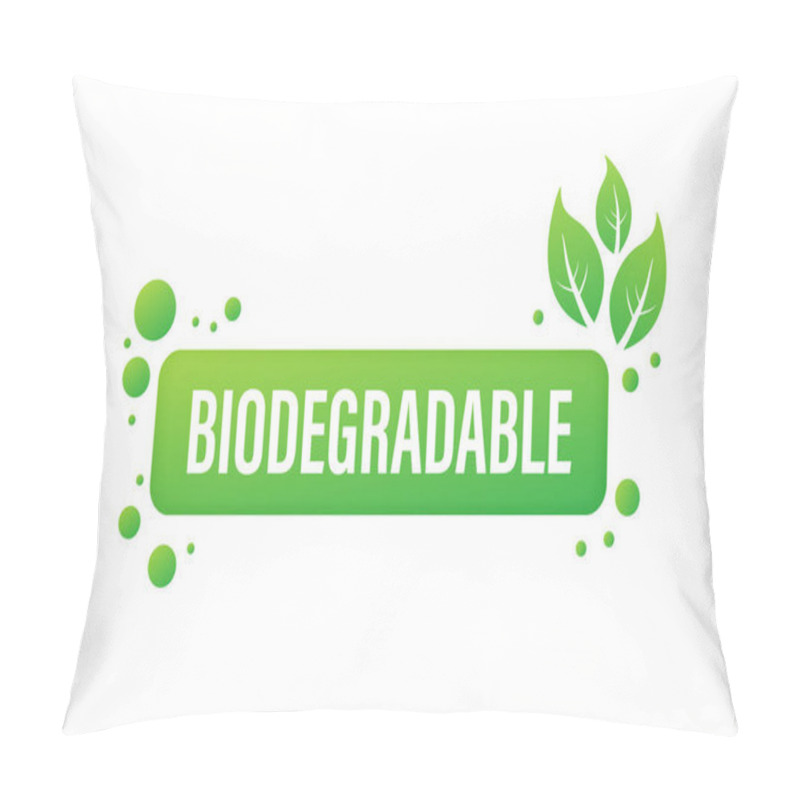 Personality  Flat Icon With Green Biodegradable. Eco Friendly Concept Pillow Covers