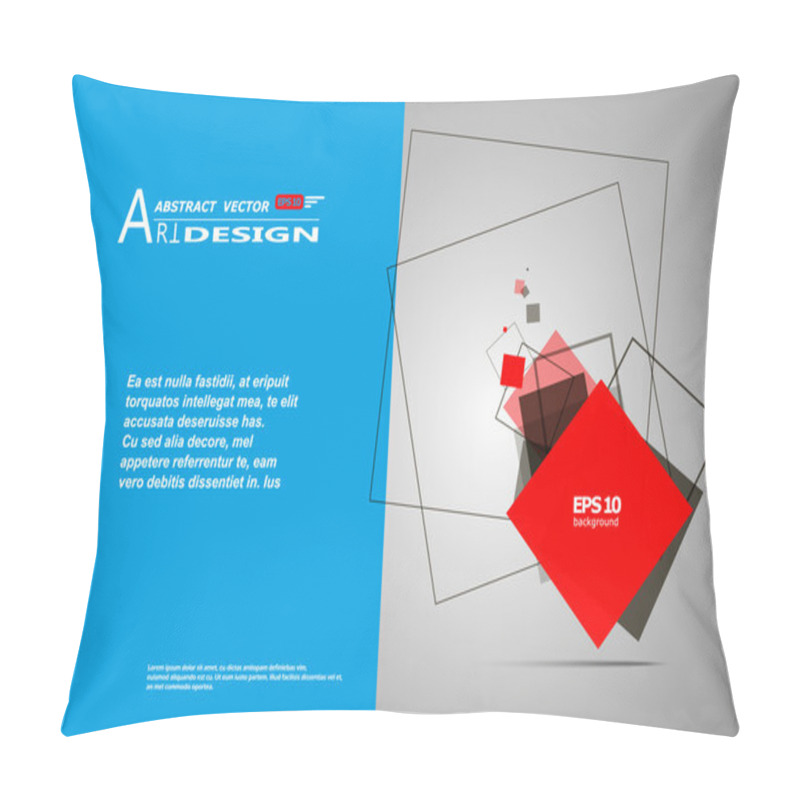 Personality  Abstract Composition, Text Frame Surface, White, Blue Title Sheet, A4 Brochure Issue, Creative Font Figure, Red Square Contour Icon, Logo Construction, Banner Form Texture, Flyer Fiber, EPS10 Backdrop Pillow Covers