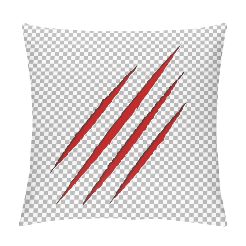 Personality  Monster Tear Claw Scratch Mark. Llion Break Paper Isolated On Transparent Background. Red Claws Scra Pillow Covers