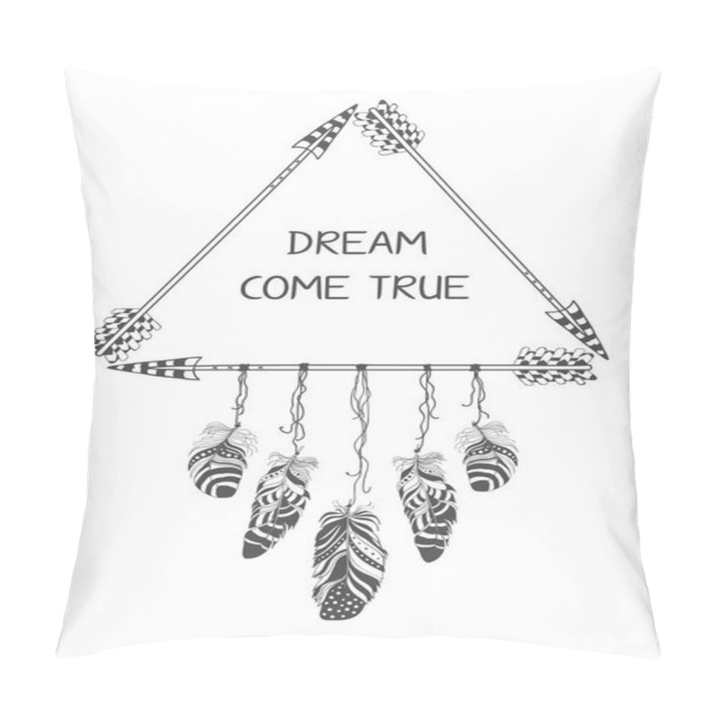 Personality  Hand Drawn Boho Style Design With Arrow And Feathers. Pillow Covers