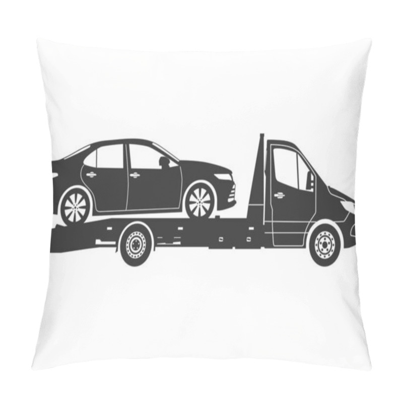 Personality  Modern Wrecker. Recovery Vehicle Icon. Side View Of A Tow Truck Transporting A Car. Raster. Pillow Covers