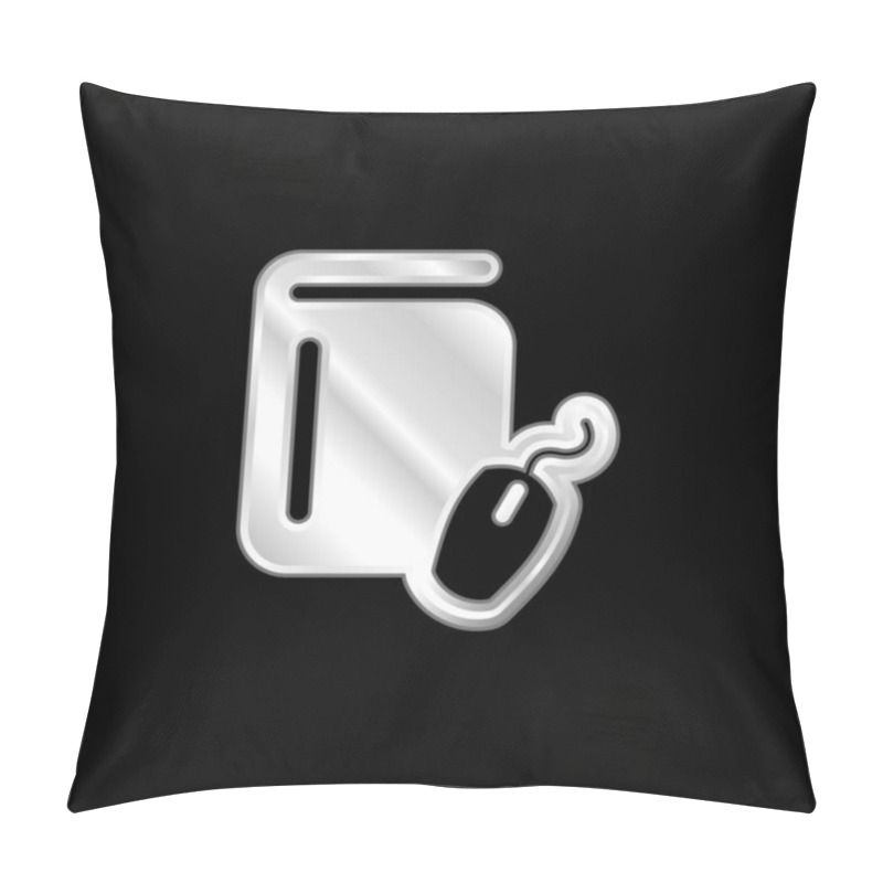 Personality  Book And Computer Mouse Silver Plated Metallic Icon Pillow Covers