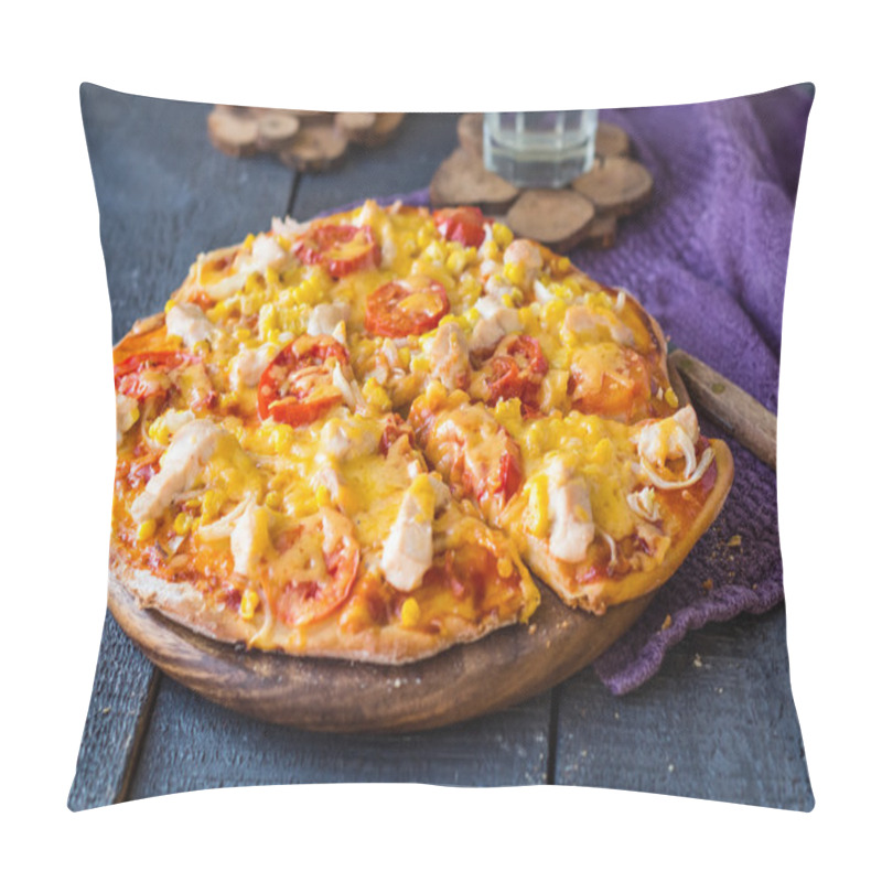 Personality  Juicy Slices Of Pizza With Chicken, Corn, Tomatoes And Double Ch Pillow Covers