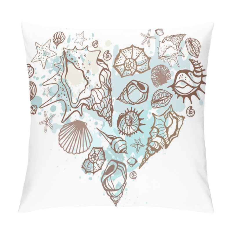 Personality  Heart Of The Shells. Hand Drawn Vector Illustration Pillow Covers