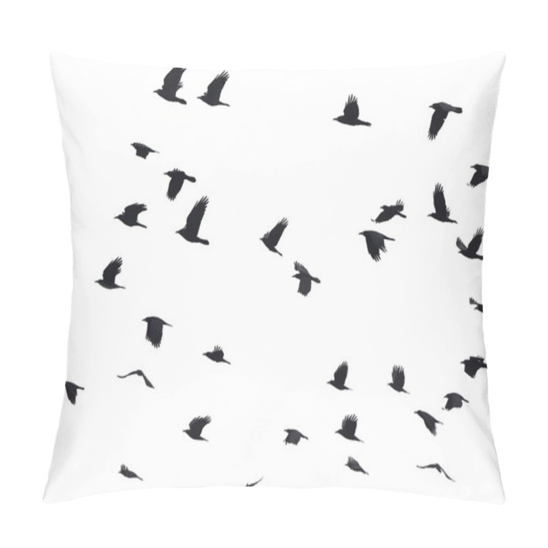 Personality  Set Of Black Silhouettes Of Birds Flying In The Sky. Pillow Covers