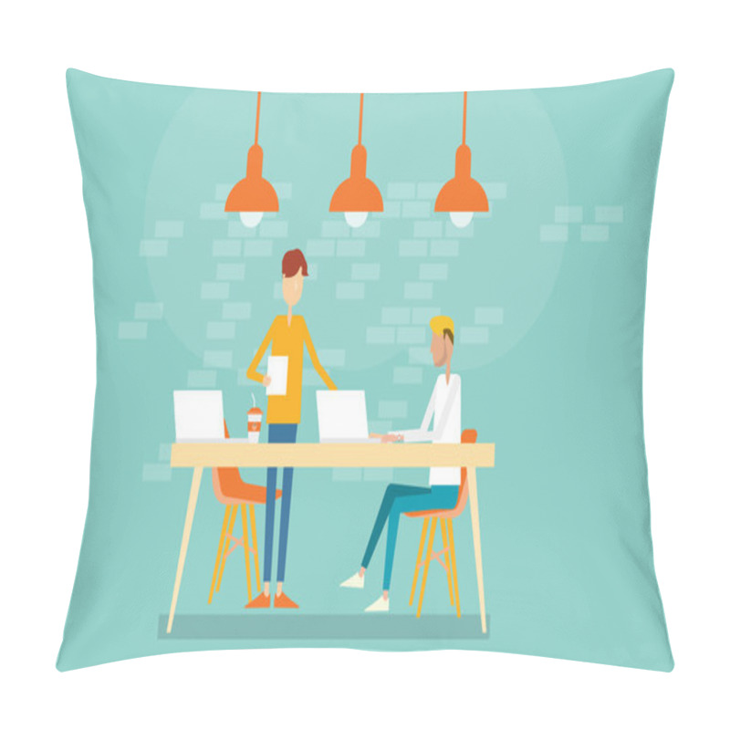 Personality  Business Man Working In Co Working And Business Teamwork Meeting And Working Concept Pillow Covers