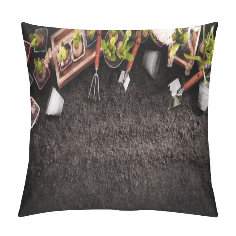 Personality  Gardening Tools And Plants. Spring Garden Works Concept Pillow Covers