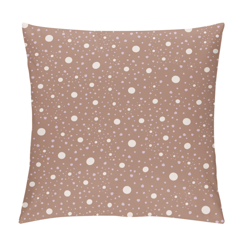 Personality  Polka Dot Seamless Pattern Of Hand Drawn Asymmetric Dots. Aesthetic Surface Design Of Monochromatic Dots. Geometric Texture On Coffee Brown Background. Pillow Covers