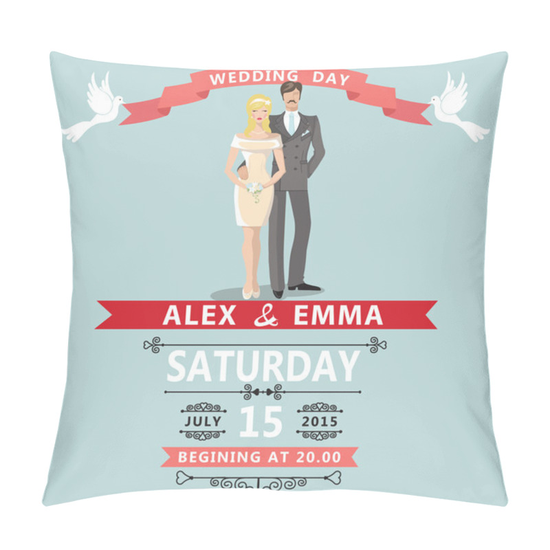 Personality  Cute Cartoon Bride Groom. Pillow Covers