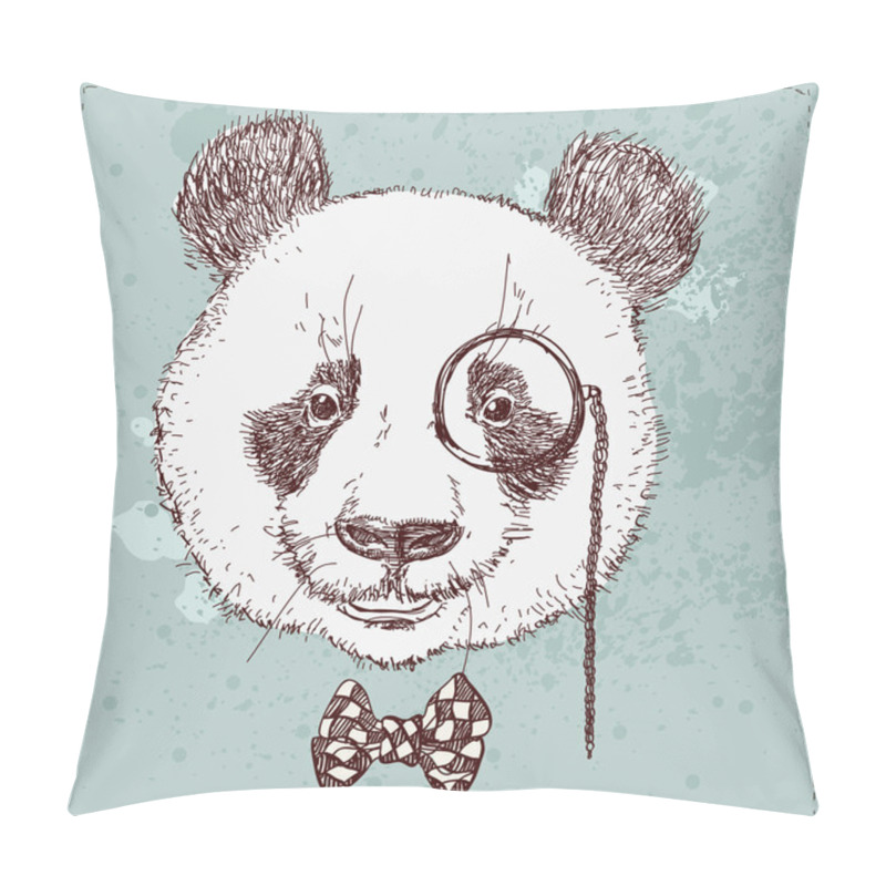 Personality  Panda Bear In Hat Pillow Covers