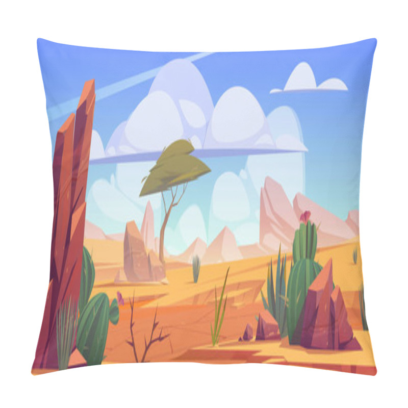 Personality  Desert Landscape With Rocks, Tree And Cactuses Pillow Covers