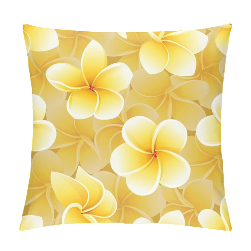 Personality  Seamless Summer Pattern Frangipani Plumeria Tropical Flowers Vector Background Pillow Covers